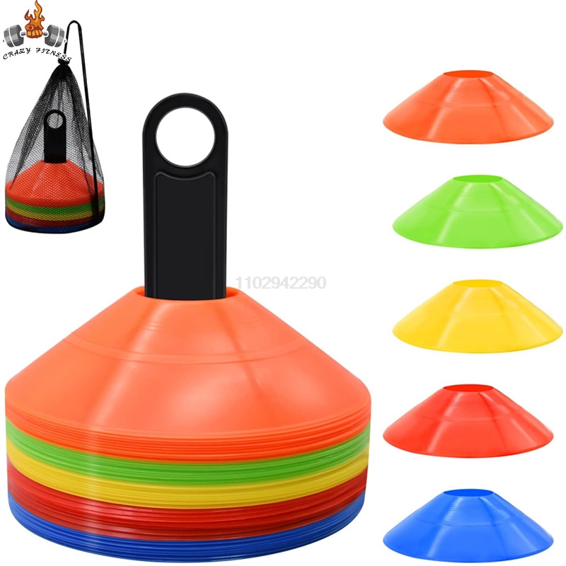 Football Training Cone - 10/50Pcs Disc Cones การฝึกอบรมกรวย Agility ฟุตบอลกรวยพร้อมกระเป๋าถือและสําหรับฝึกอบรมฟุตบอลบาสเกตบอลเด็กการฝึกสอน