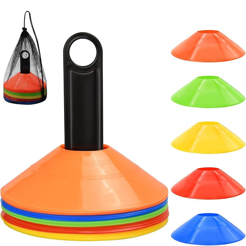 Football Training Cone - อุปกรณ์ฝึกซ้อมฟุตบอลแบบดิสก์พร้อมโลโก้, กรวยฝึกซ้อมฟุตบอล, มาพร้อมกระเป๋าและขาตั้ง, กรวยฟุตบอลสำหรับการฝึกซ้อมกีฬา, ฟุตบอล, ซอคเกอร์,