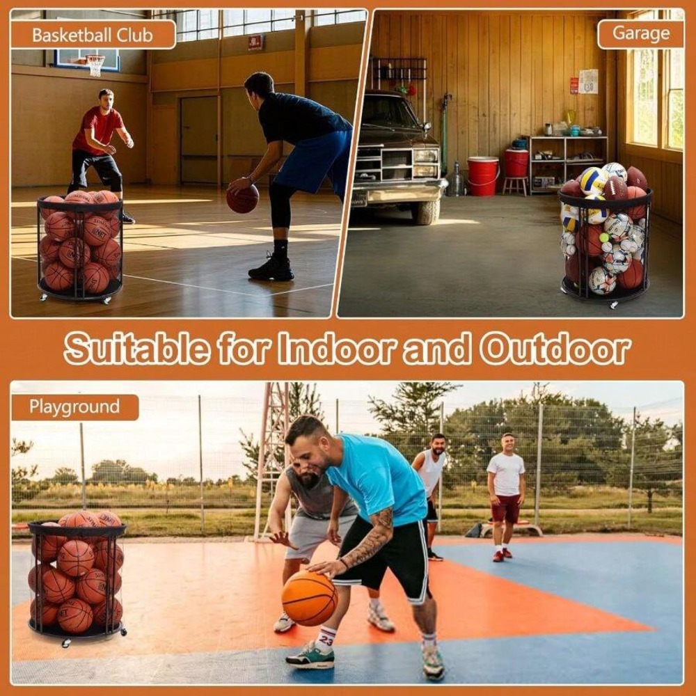 รถเข็นเก็บลูกบอลแบบแข็งแรงสำหร - Sports Equipment Garage Organizer บทวิจารณ์และราคา